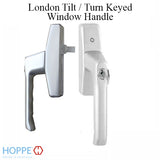 Lockable Turn & Tilt Window Handle, Cast Aluminum, Silver, London