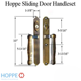 HOPPE HLS 9000 SLIDING DOOR HANDLE-SET, M574/2170N ACTIVE KEYED - ANTIQUE BRASS