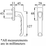 London Non-Locking Handle for Tilt &amp; Turn Windows - Made of Aluminum - Champagne