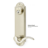 Emtek 8996 Delaware 5-1/2" Center-to-Center Keyed Sideplate Lockset, Passage/Single Keyed - Brass Tubular