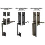 Emtek 451623 Rustic Modern Rectangular Full Length Entrance Handleset - Sandcast Bronze Tubular - Single Cylinder