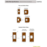 Emtek 4424 Adams Double Cylinder Entrance Handleset - Brass Tubular