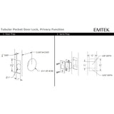 Emtek 2014 Rectangular Pocket Door Tubular Lock (2-1/2" x 3-1/2") - Passage