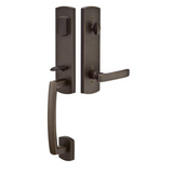 Emtek 451822 Logan Entrance Handleset - Sandcast Bronze Tubular - Single Cylinder