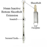 16MM INACTIVE BOTTOM SHOOTBOLT EXTENSION, 25MM THROW, 37” or 940 mm