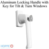 Aluminum Locking Tilt & Turn Handle with Key for Tilt & Turn Windows - White