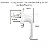 Aluminum Locking Tilt &amp; Turn Handle with Key for Tilt &amp; Turn Windows - White