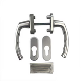 HOPPE BALCONY / TERRACE DOOR PASSAGE HANDLES ON ROSE LUXEMBOURG - SILVER
