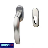 HOPPE BALCONY / TERRACE DOOR PASSAGE HANDLES ON ROSE LUXEMBOURG - SILVER