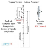 Hoppe 16mm Manual Gear 2 3/8" backset, Tongue at 24.41", 1" Deadbolt Throw