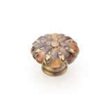 Schaub Tiger Penshell - Round Knob - Penshell inlaid on Solid Brass - Estate Dover Finish - 1-3/8