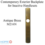 HOPPE CONTEMPORARY EXTERIOR BACKPLATE M216N FOR INACTIVE HANDLESETS - ANTIQUE BRASS