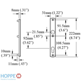 HOPPE CONTEMPORARY INTERIOR BACKPLATE M216N FOR ACTIVE/INACTIVE HANDLESETS - POLISHED CHROME