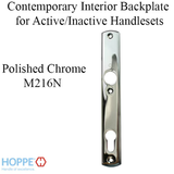 HOPPE CONTEMPORARY INTERIOR BACKPLATE M216N FOR ACTIVE/INACTIVE HANDLESETS - POLISHED CHROME