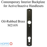 HOPPE CONTEMPORARY INTERIOR BACKPLATE M216N FOR ACTIVE/INACTIVE HANDLESETS - OIL-RUBBED BRASS