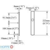 HOPPE CONTEMPORARY EXTERIOR BACKPLATE M216N FOR ACTIVE HANDLESETS - MATTE BLACK