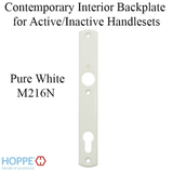 HOPPE CONTEMPORARY INTERIOR BACKPLATE M216N FOR ACTIVE/INACTIVE HANDLESETS - PURE WHITE