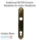 HOPPE TRADITIONAL EXTERIOR BACKPLATE M374N FOR ACTIVE HANDLESETS - ANTIQUE BRASS
