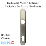 HOPPE TRADITIONAL EXTERIOR BACKPLATE M374N FOR ACTIVE HANDLESETS - BRUSHED CHROME