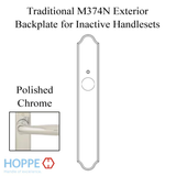 HOPPE TRADITIONAL EXTERIOR BACKPLATE M374N FOR INACTIVE HANDLESETS - POLISHED CHROME