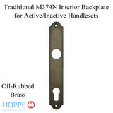 HOPPE TRADITIONAL INTERIOR BACKPLATE M374N FOR ACTIVE/INACTIVE HANDLESETS - OIL-RUBBED BRASS