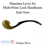 Munchen Lever Handle for Right Handed Multipoint Lock Handlesets - Antique Brass