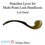 Munchen Lever Handle for Left Handed Multipoint Lock Handlesets - Antique Brass