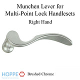 Munchen Lever Handle for Right Handed Multipoint Lock Handlesets - Brushed Chrome
