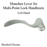 Munchen Lever Handle for Left Handed Multipoint Lock Handlesets - Brushed Chrome