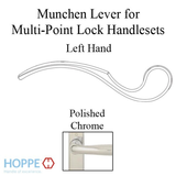 Munchen Lever Handle for Left Handed Multipoint Lock Handlesets - Polished Chrome, 8751519