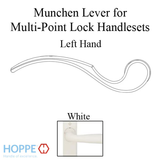 Munchen Lever Handle for Left Handed Multipoint Lock Handlesets - White, 8751535