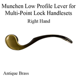 Munchen Low-Profile Lever Handle for Right Handed Multipoint Lock Handlesets - Antique Brass, 8751571