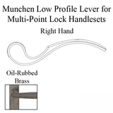 Munchen Low-Profile Lever Handle for Right Handed Multipoint Lock Handlesets - Oil-Rubbed Brass