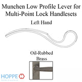 Munchen Low-Profile Lever Handle for Left Handed Multipoint Lock Handlesets - Oil-Rubbed Brass