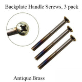 Handle Screws, 3 pack - 1-3/4 inch thick Door, M5 x 50mm - Antique Brass