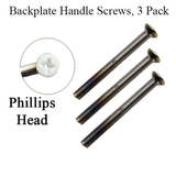 60MM HOPPE HANDLE SCREWS, 3 PACK - FOR 2 3/8 INCH DOORS - WHITE