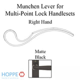Munchen Lever Handle for Right Handed Multipoint Lock Handlesets - Matte Black