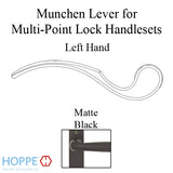 Munchen Lever Handle for Left Handed Multipoint Lock Handlesets - Matte Black
