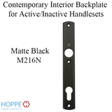 HOPPE CONTEMPORARY INTERIOR BACKPLATE M216N FOR ACTIVE/INACTIVE HANDLESETS - MATTE BLACK