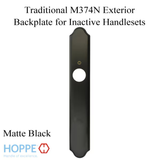 HOPPE TRADITIONAL EXTERIOR BACKPLATE M374N FOR INACTIVE HANDLESETS - MATTE BLACK