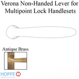 Verona Non-Handed Lever Handle for Multipoint Lock Handlesets - Antique Brass