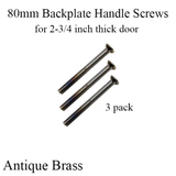 80MM HOPPE HANDLE SCREWS, 3 PACK - 2 3/4 INCH DOOR - ANTIQUE BRASS