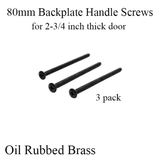 80MM HOPPE HANDLE SCREWS, 3 PACK - FOR 2 2/3 INCH DOORS - OIL RUBBED BRASS
