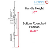 Hoppe 16mm Manual Gear, 45/92, Roundbolt at 26.30", 1" Deadbolt Throw - 8778139
