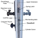 Hoppe Multipoint 1.38" Backset Manual Gear with Tongue Bottom Extension