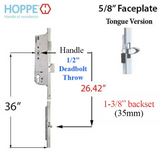Hoppe Multipoint 1.38" Backset Manual Gear with Tongue Bottom Extension
