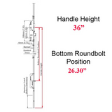 Hoppe Multipoint 1.77" Backset Manual Gear with Roundbolt Bottom Extension