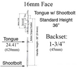 HOPPE 16mm Manual 45/92 Gear, Shootbolt-Tongue @ 24.41", 1/2" D/B