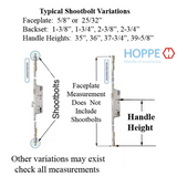 Hoppe 16 mm Manual Shootbolt Gear, Hoppe 45/92mm, 36 Inch Handle Height - SS