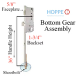 Hoppe 16 mm Manual Shootbolt Gear, Hoppe 45/92mm, 36 Inch Handle Height - SS